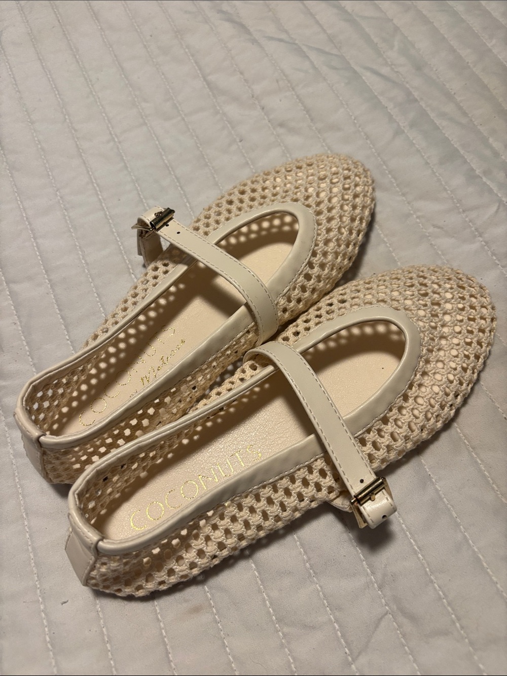 Coconuts by Matisse Cream Woven Mary Jane Flats